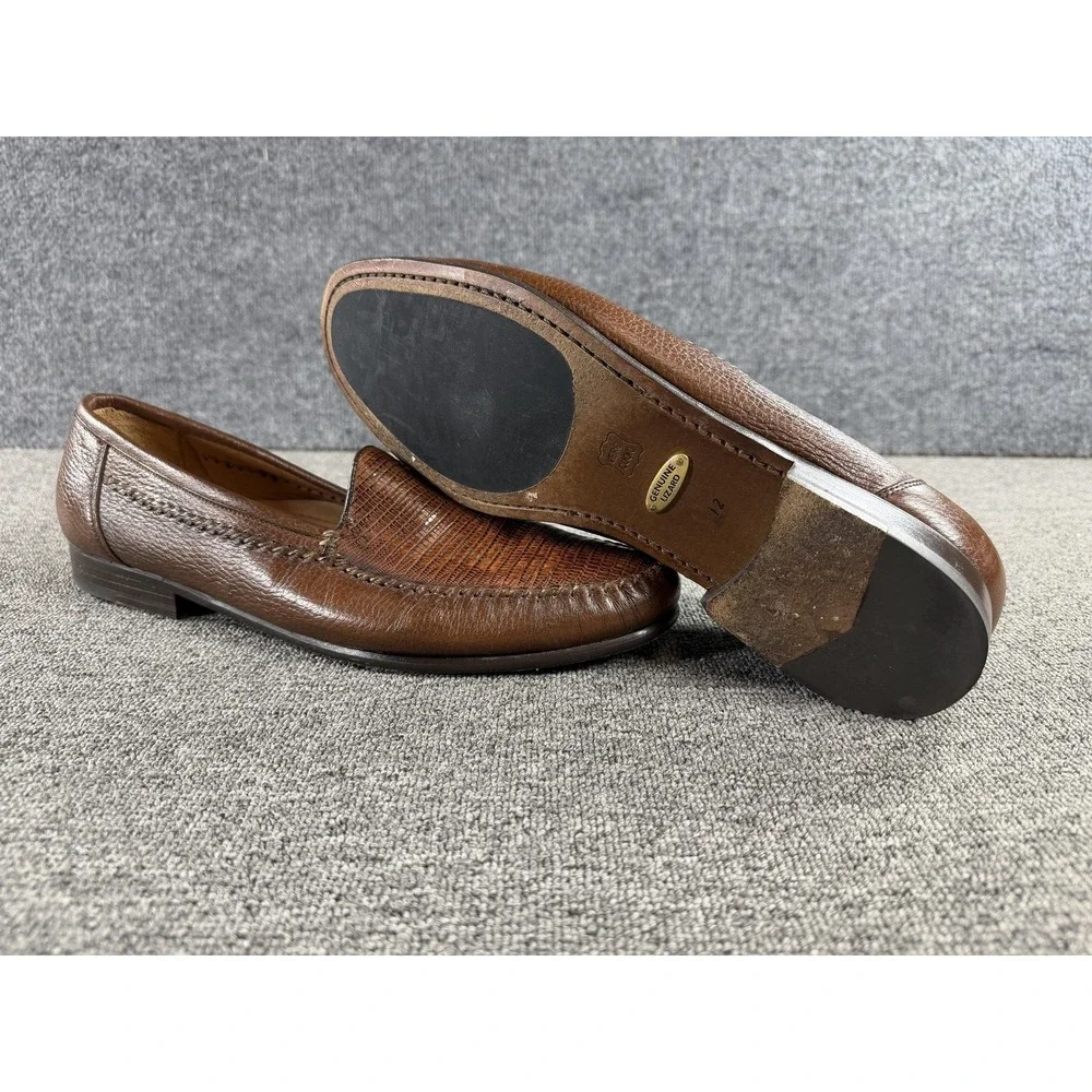 Alan Payne Shoes Mens 12 A Brown Genuine Lizard Leather Loafer Slip On Dress